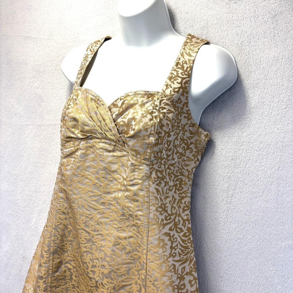 Sigrid Olsen Collection Silk Blend Jacquard Sheath Dress Womens 6 Gold Paisley - Picture 8 of 13